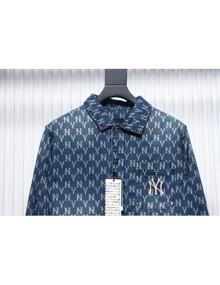 MLB Denim shirt jacket with embroidered logo,MLB Jacket,Jacket,APPAREL