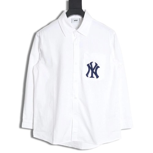 MLB Back Logo longsleeved shirt autumn heavy embroidered Oxford shirt jacket,MLB Jacket,Jacket,APPAREL