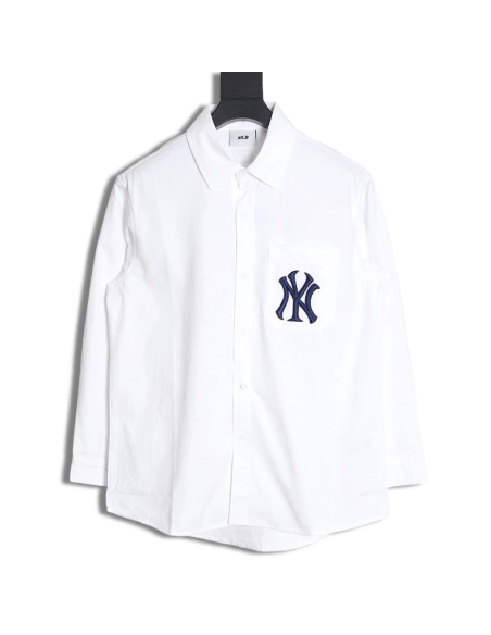 MLB Back Logo longsleeved shirt autumn heavy embroidered Oxford shirt jacket,MLB Jacket,Jacket,APPAREL