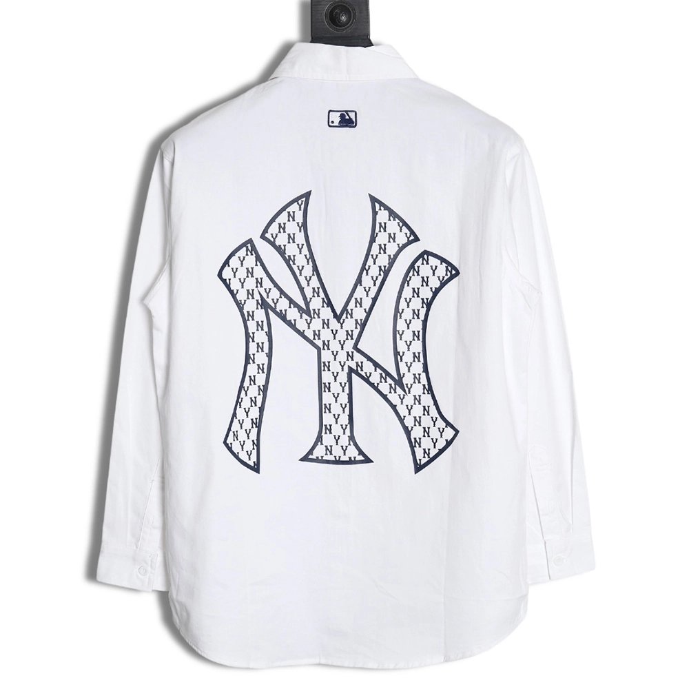 MLB Back Logo longsleeved shirt autumn heavy embroidered Oxford shirt jacket,MLB Jacket,Jacket,APPAREL