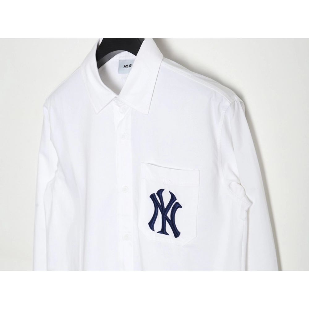 MLB Back Logo longsleeved shirt autumn heavy embroidered Oxford shirt jacket,MLB Jacket,Jacket,APPAREL