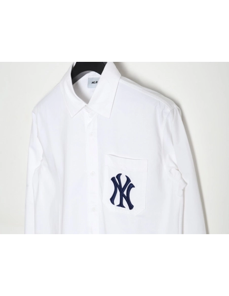 MLB Back Logo longsleeved shirt autumn heavy embroidered Oxford shirt jacket,MLB Jacket,Jacket,APPAREL