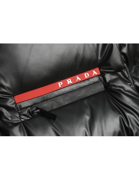 Prada 21Fw red stripe logo down jacket,Prada Jacket,Jacket,APPAREL
