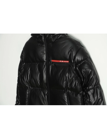 Prada 21Fw red stripe logo down jacket,Prada Jacket,Jacket,APPAREL