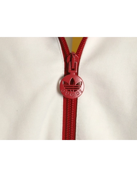GUCCI ADIDAS joint white and red color matching ribbon zipper jacket,Gucci Jacket,Jacket,APPAREL