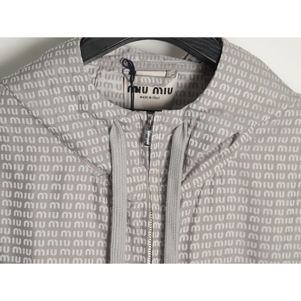 Miu Miu all over printed nylon hooded windbreaker jacket,Miu Miu Jacket,Jacket,APPAREL