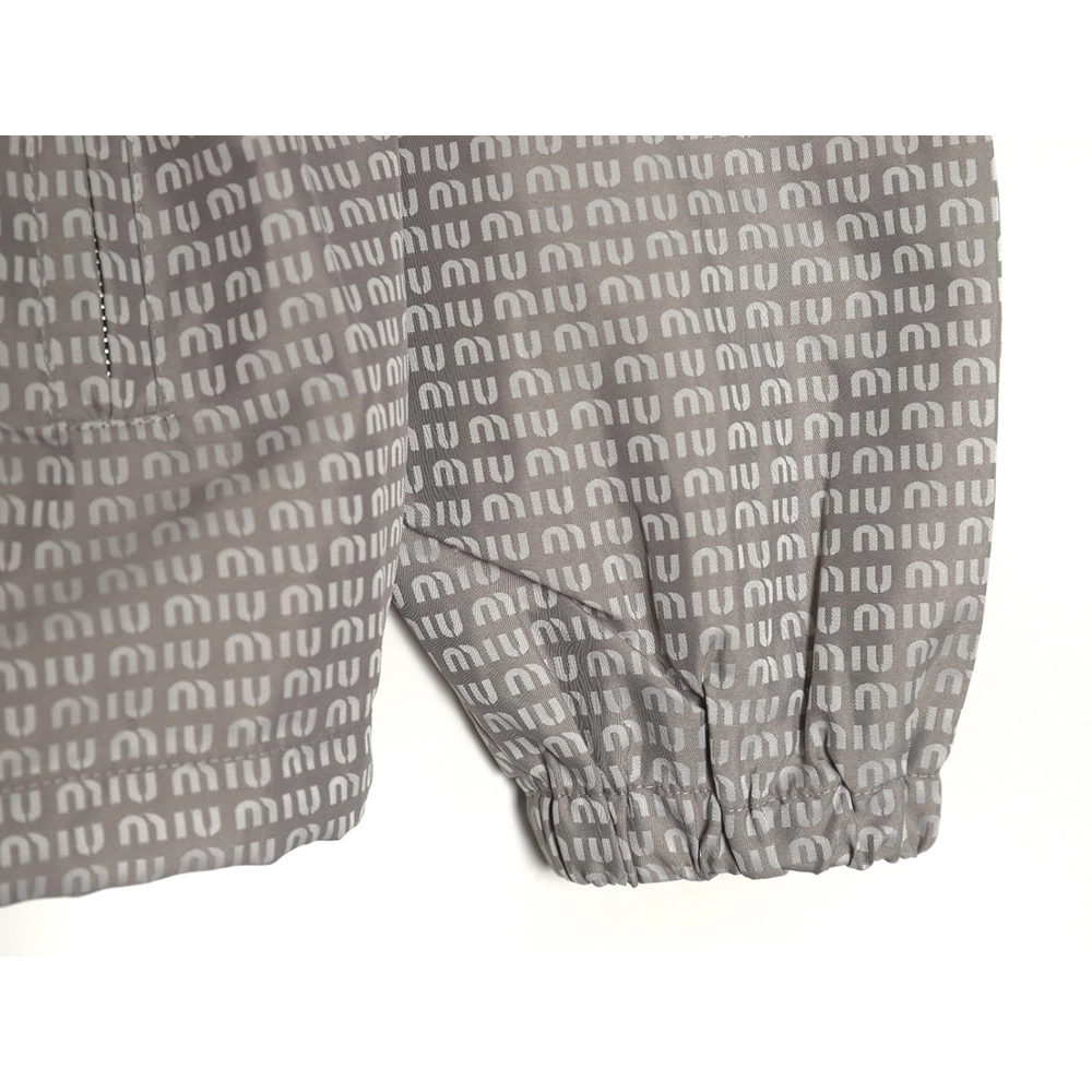 Miu Miu all over printed nylon hooded windbreaker jacket,Miu Miu Jacket,Jacket,APPAREL