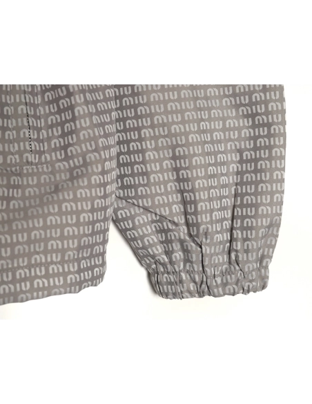 Miu Miu all over printed nylon hooded windbreaker jacket,Miu Miu Jacket,Jacket,APPAREL