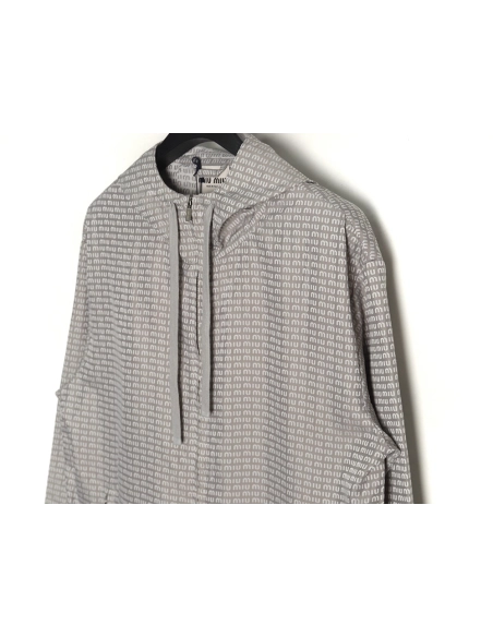 Miu Miu all over printed nylon hooded windbreaker jacket,Miu Miu Jacket,Jacket,APPAREL