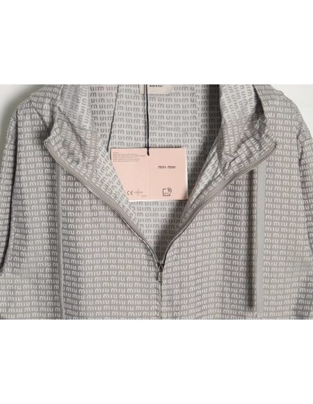 Miu Miu all over printed nylon hooded windbreaker jacket,Miu Miu Jacket,Jacket,APPAREL