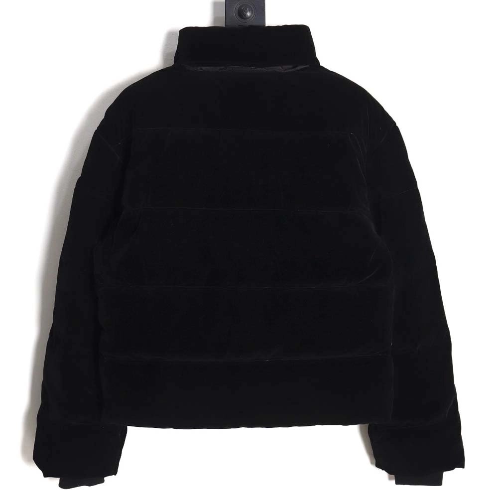 Prada PRD 23FW velvet triangle logo down jacket,Prada Jacket,Jacket,APPAREL