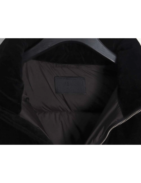 Prada PRD 23FW velvet triangle logo down jacket,Prada Jacket,Jacket,APPAREL