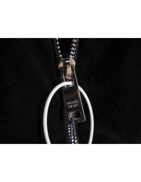 Prada PRD 23FW velvet triangle logo down jacket,Prada Jacket,Jacket,APPAREL