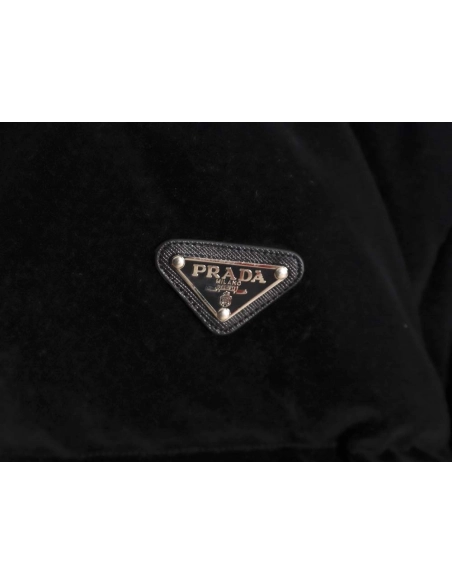 Prada PRD 23FW velvet triangle logo down jacket,Prada Jacket,Jacket,APPAREL