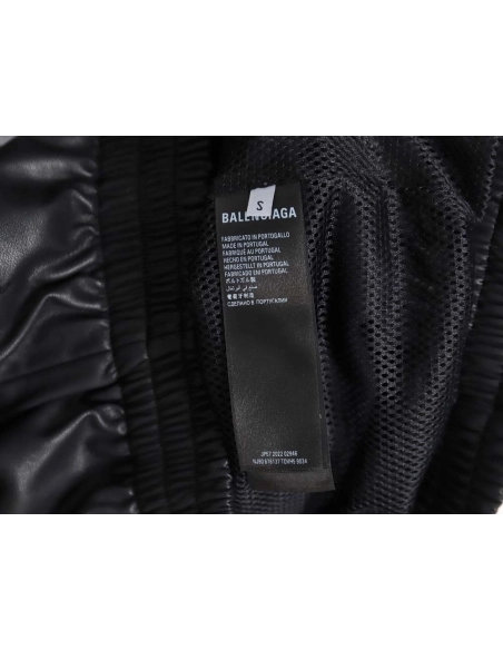 Balenciaga Balenciaga BLCG 23FW stitching contrast color small embroidery hooded leather jacket,Balenciaga Jacket,Jacket,APPAREL