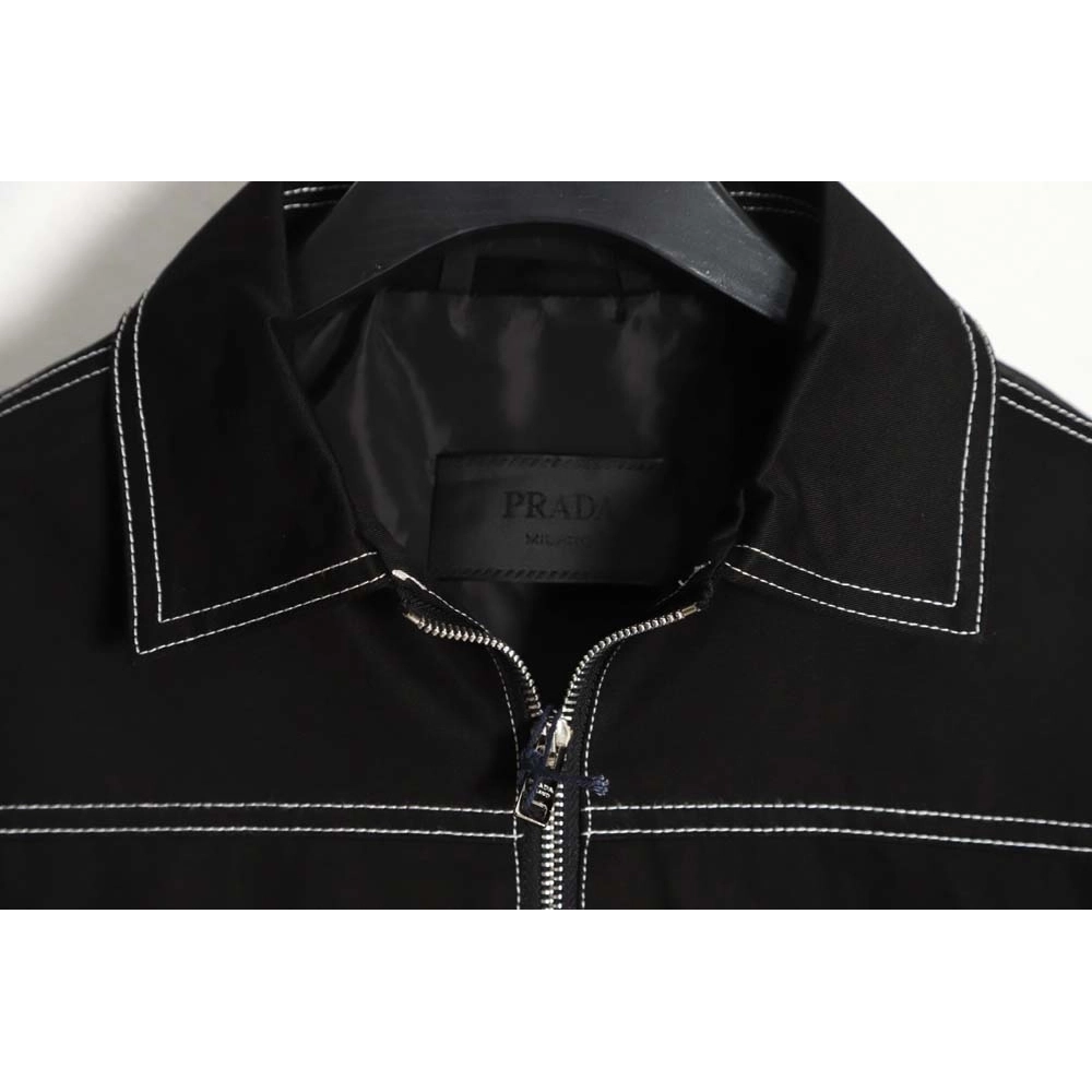 Prada PRD 23FW contrast topstitch canvas jacket,Prada Jacket,Jacket,APPAREL