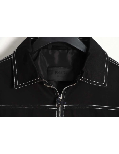 Prada PRD 23FW contrast topstitch canvas jacket,Prada Jacket,Jacket,APPAREL
