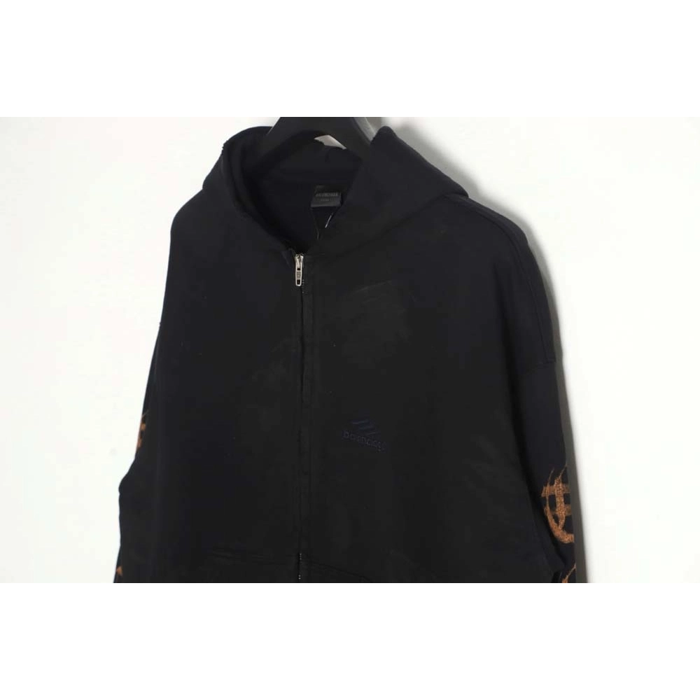 Balenciaga Balenciaga 23FW Sanskrit muddyed distressed zipper hooded jacket,Balenciaga Jacket,Jacket,APPAREL