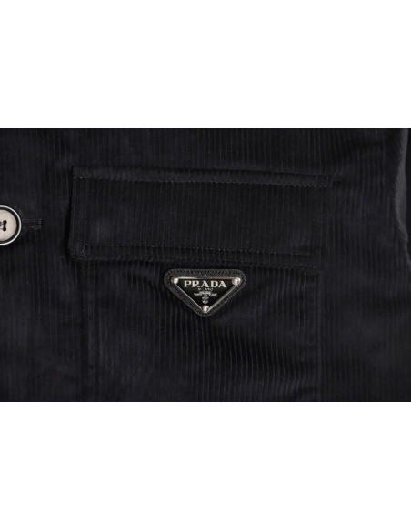 PRADA 23FW pocket corduroy longsleeved shirt jacket navy blue,Prada Jacket,Jacket,APPAREL
