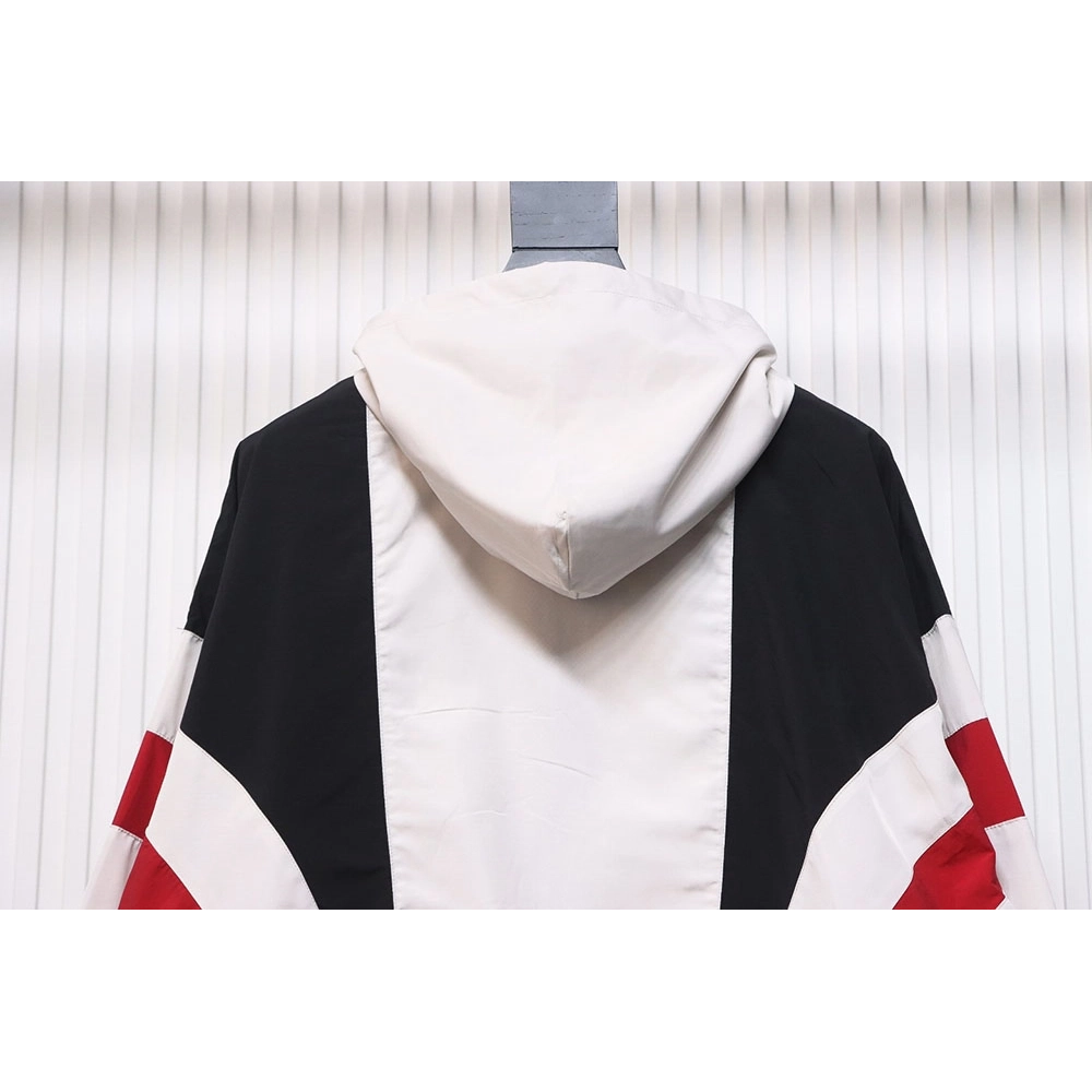 Balenciaga 3B red and white patchwork hooded jacket,Balenciaga Jacket,Jacket,APPAREL