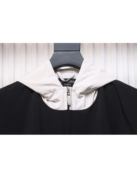 Balenciaga 3B red and white patchwork hooded jacket,Balenciaga Jacket,Jacket,APPAREL