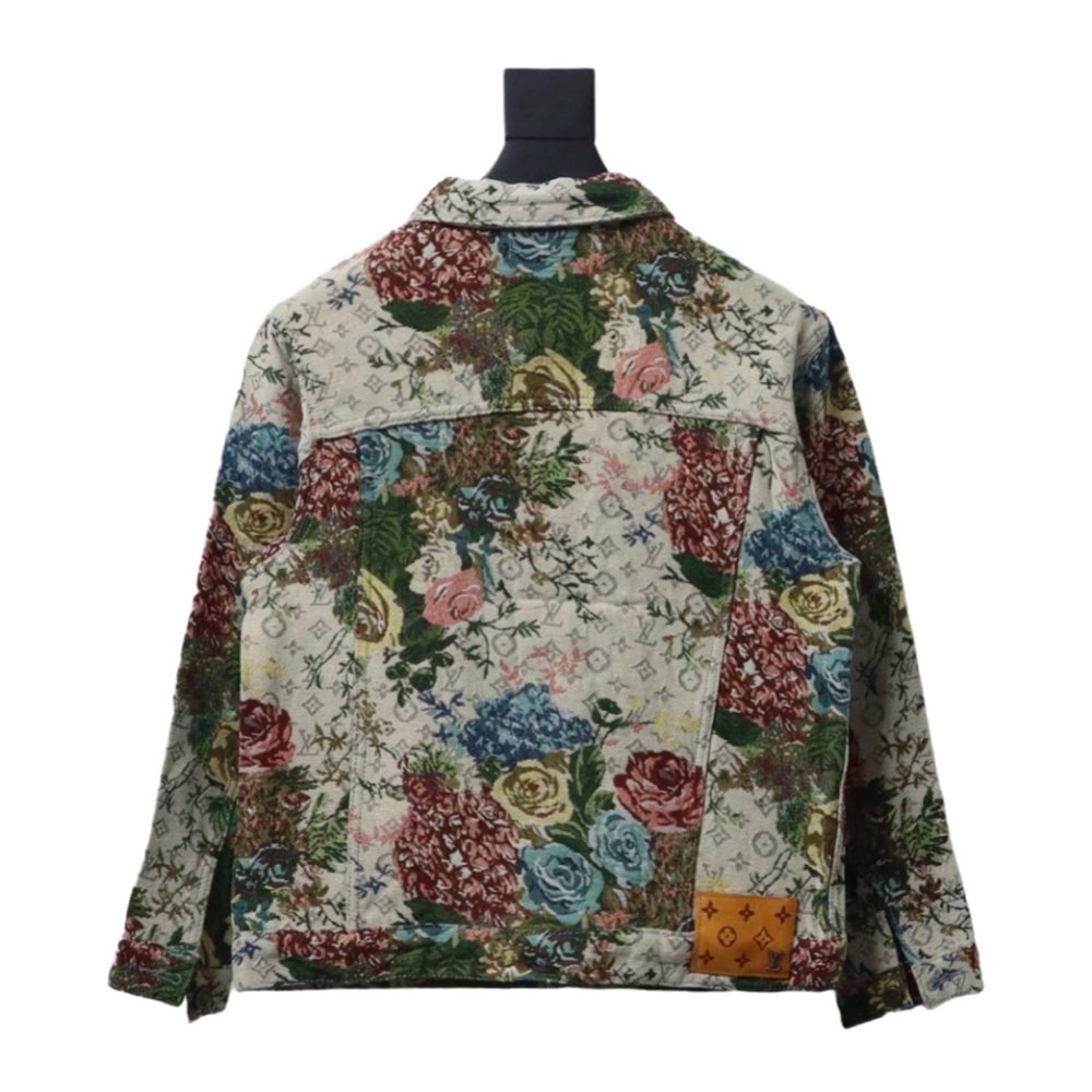 Louis Vuitton floral rose print denim jacket,Louis Vuitton Jacket,Jacket,APPAREL