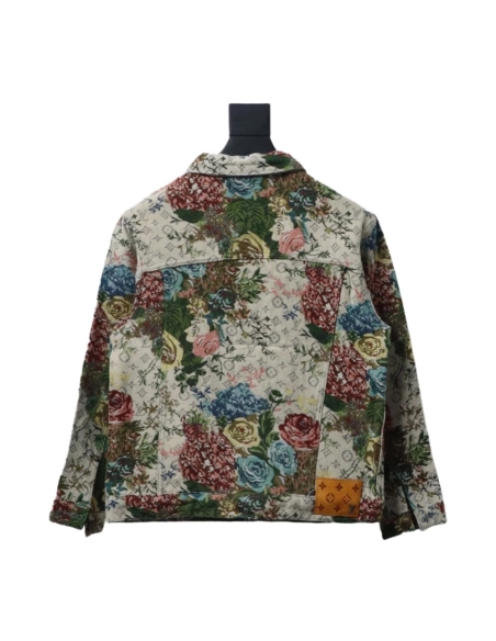 Louis Vuitton floral rose print denim jacket,Louis Vuitton Jacket,Jacket,APPAREL