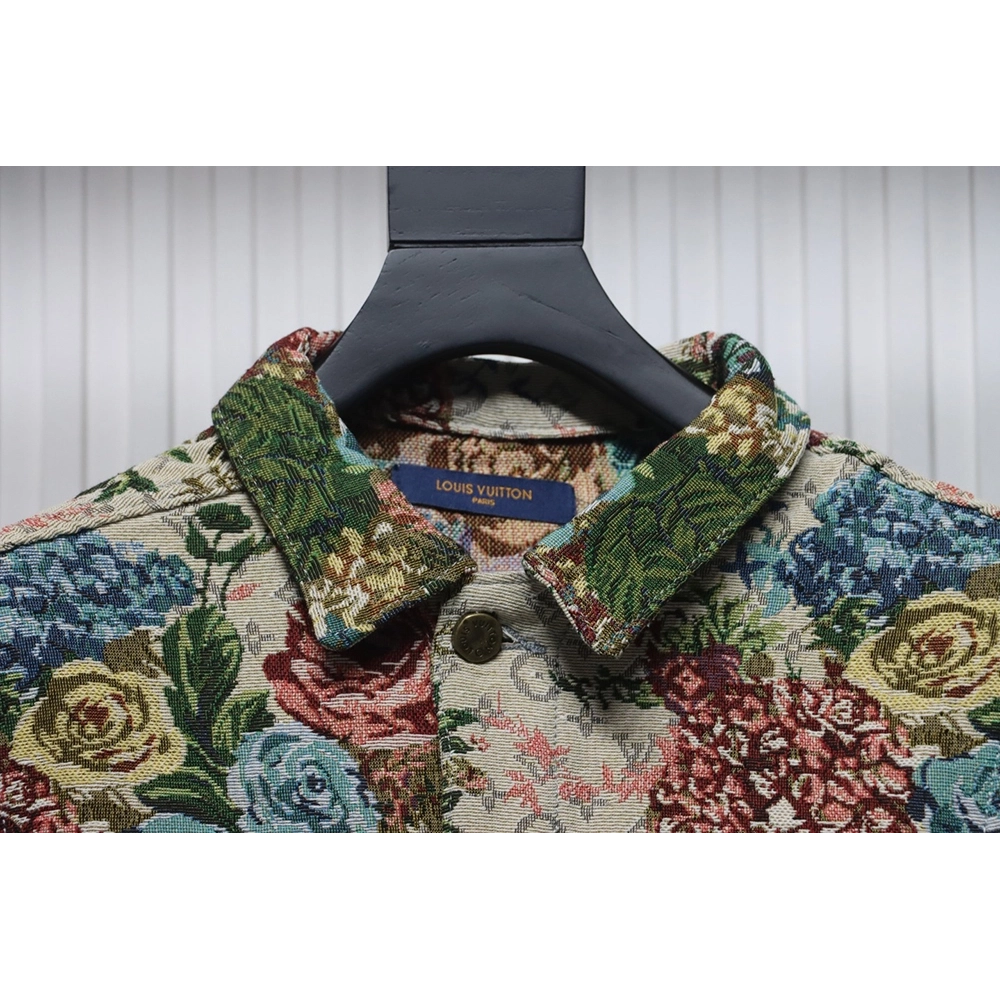 Louis Vuitton floral rose print denim jacket,Louis Vuitton Jacket,Jacket,APPAREL