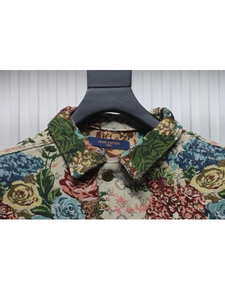 Louis Vuitton floral rose print denim jacket,Louis Vuitton Jacket,Jacket,APPAREL