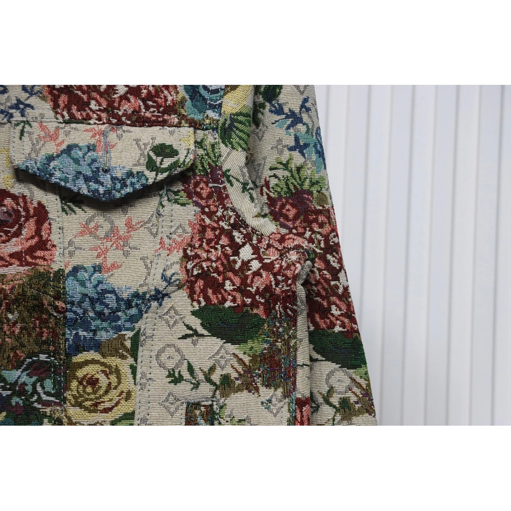 Louis Vuitton floral rose print denim jacket,Louis Vuitton Jacket,Jacket,APPAREL
