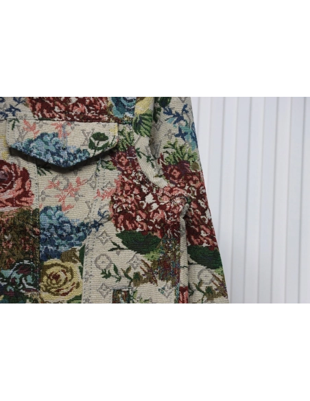 Louis Vuitton floral rose print denim jacket,Louis Vuitton Jacket,Jacket,APPAREL