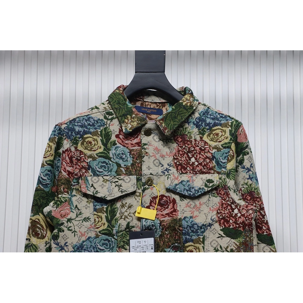 Louis Vuitton floral rose print denim jacket,Louis Vuitton Jacket,Jacket,APPAREL