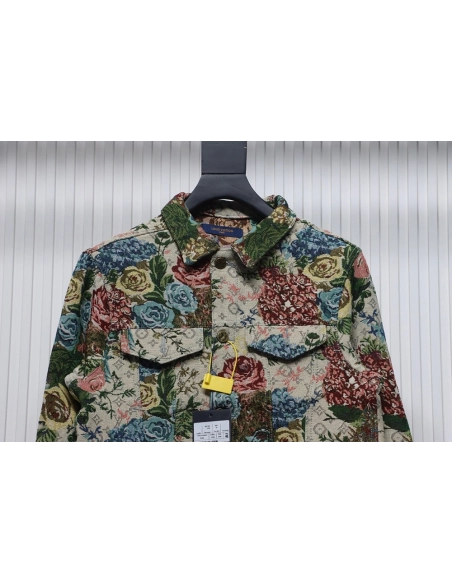 Louis Vuitton floral rose print denim jacket,Louis Vuitton Jacket,Jacket,APPAREL