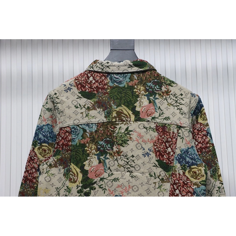 Louis Vuitton floral rose print denim jacket,Louis Vuitton Jacket,Jacket,APPAREL