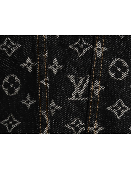Louis Vuitton FA allover printed peak collar denim jacket,Louis Vuitton Jacket,Jacket,APPAREL