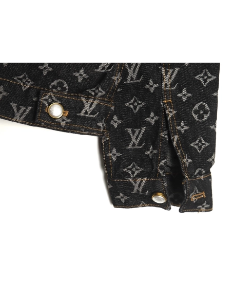 Louis Vuitton FA allover printed peak collar denim jacket,Louis Vuitton Jacket,Jacket,APPAREL