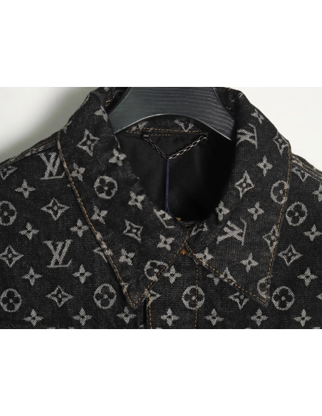 Louis Vuitton FA allover printed peak collar denim jacket,Louis Vuitton Jacket,Jacket,APPAREL
