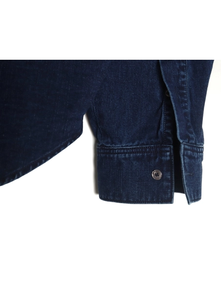 Loewe denim shirt jacket with elbow embroidered logo,Loewe Jacket,Jacket,APPAREL