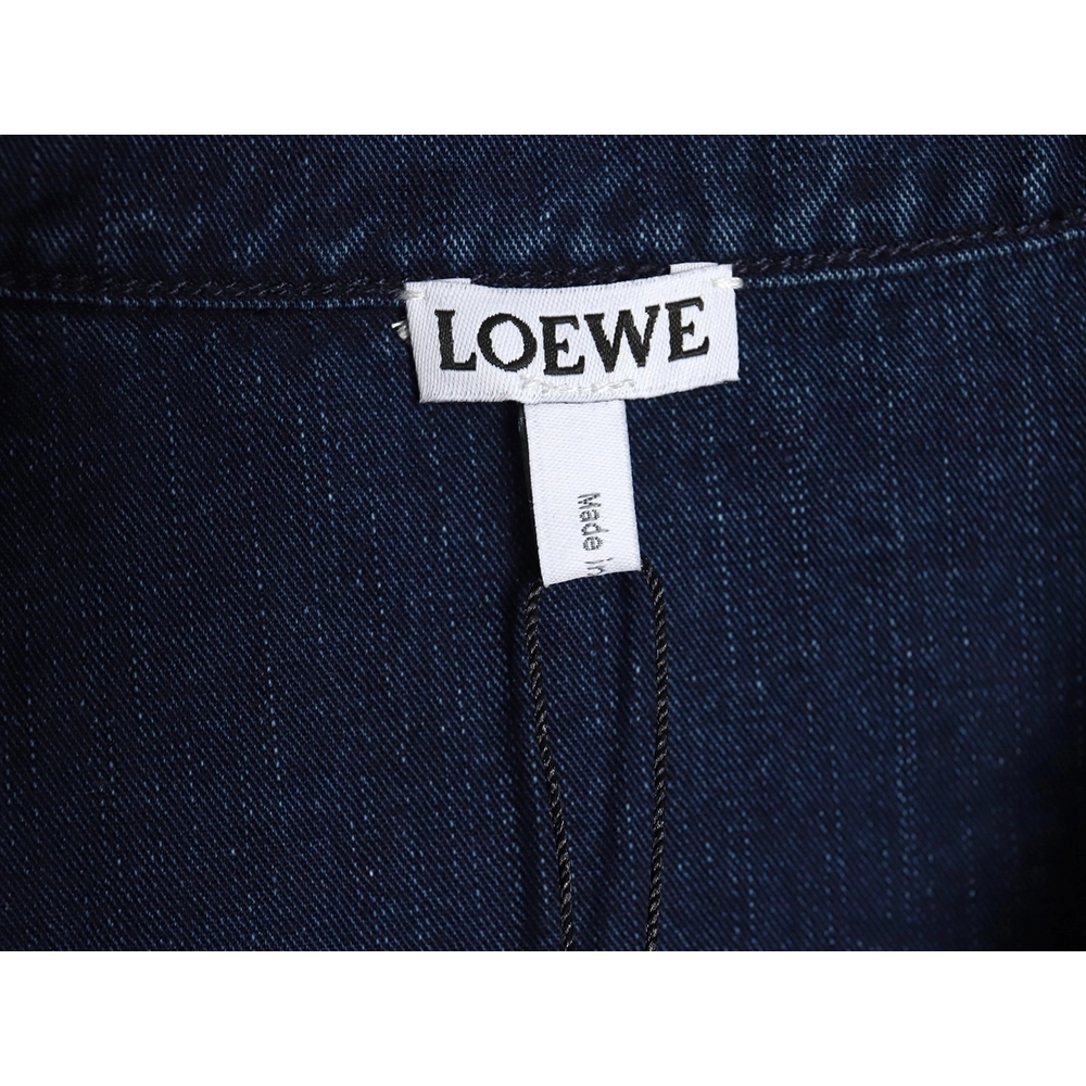 Loewe denim shirt jacket with elbow embroidered logo,Loewe Jacket,Jacket,APPAREL