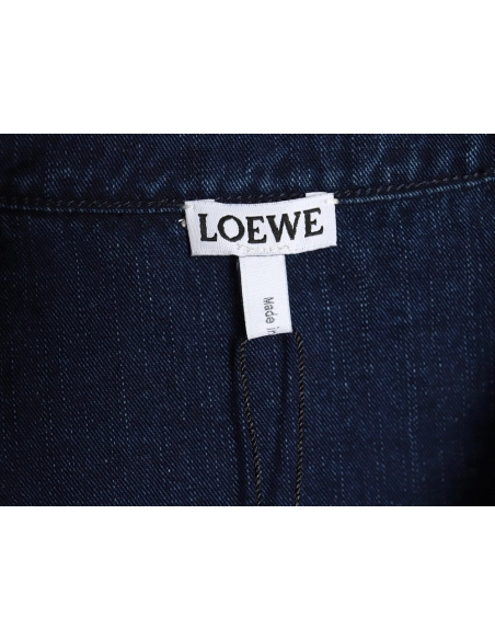Loewe denim shirt jacket with elbow embroidered logo,Loewe Jacket,Jacket,APPAREL