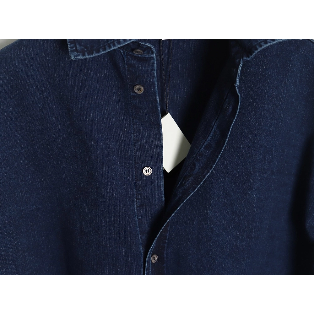 Loewe denim shirt jacket with elbow embroidered logo,Loewe Jacket,Jacket,APPAREL