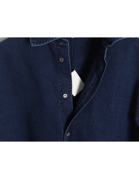 Loewe denim shirt jacket with elbow embroidered logo,Loewe Jacket,Jacket,APPAREL