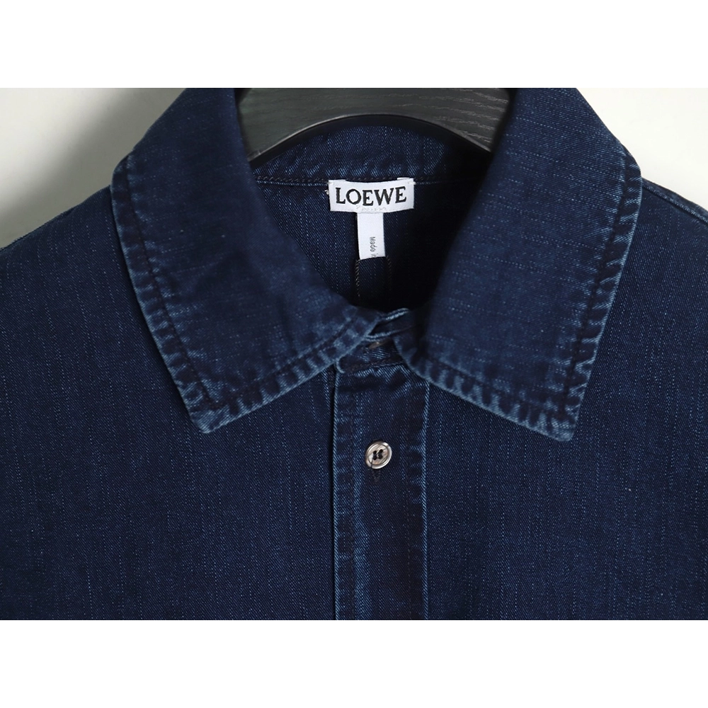 Loewe denim shirt jacket with elbow embroidered logo,Loewe Jacket,Jacket,APPAREL