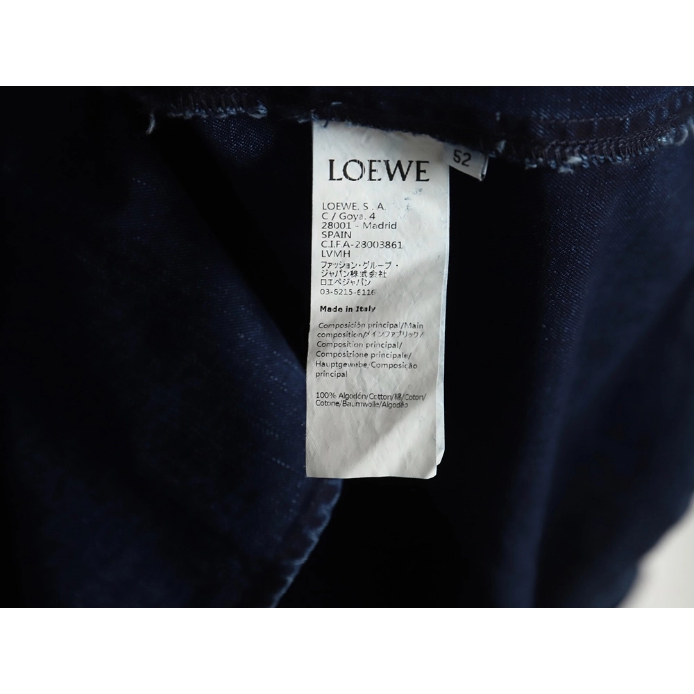 Loewe denim shirt jacket with elbow embroidered logo,Loewe Jacket,Jacket,APPAREL