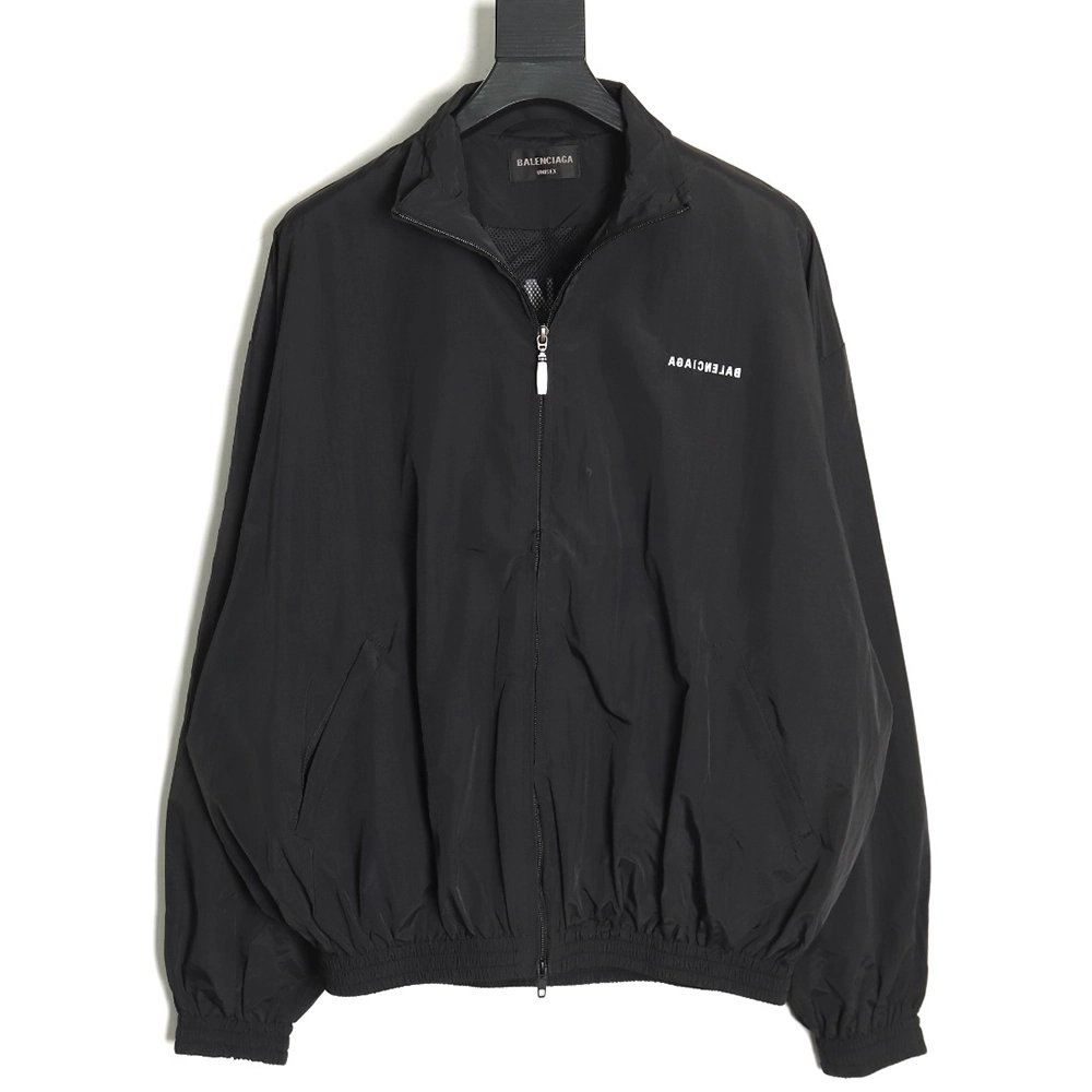 Balenciaga mirrored lettering embroidered windbreaker jacket TSK1,Balenciaga Jacket,Jacket,APPAREL