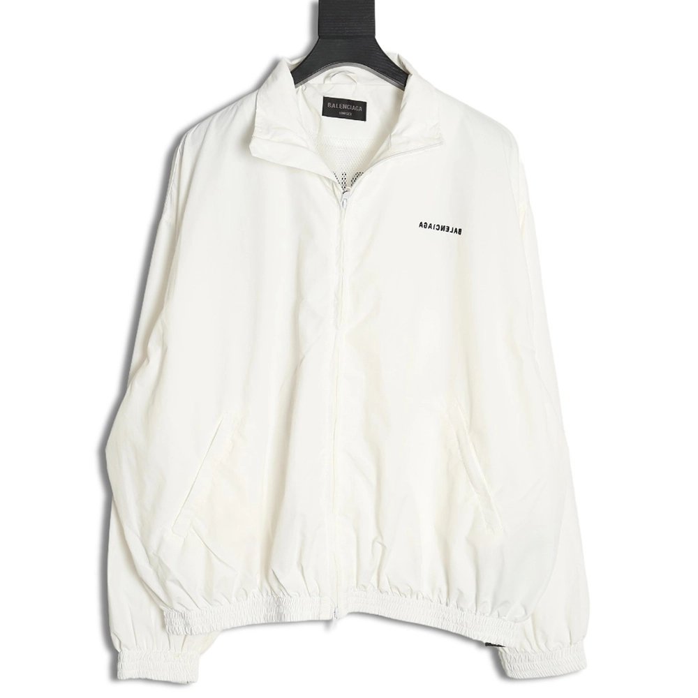 Balenciaga mirrored lettering embroidered windbreaker jacket,Balenciaga Jacket,Jacket,APPAREL