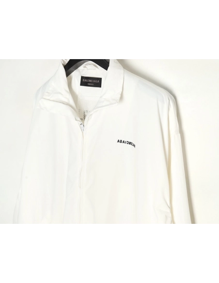 Balenciaga mirrored lettering embroidered windbreaker jacket,Balenciaga Jacket,Jacket,APPAREL