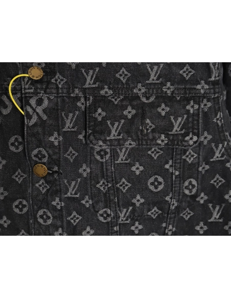 Louis vuitton Supreme joint full print denim jacket TSK1,Louis Vuitton Jacket,Jacket,APPAREL