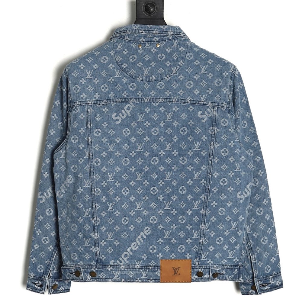 Louis vuitton Supreme joint full print denim jacket,Louis Vuitton Jacket,Jacket,APPAREL