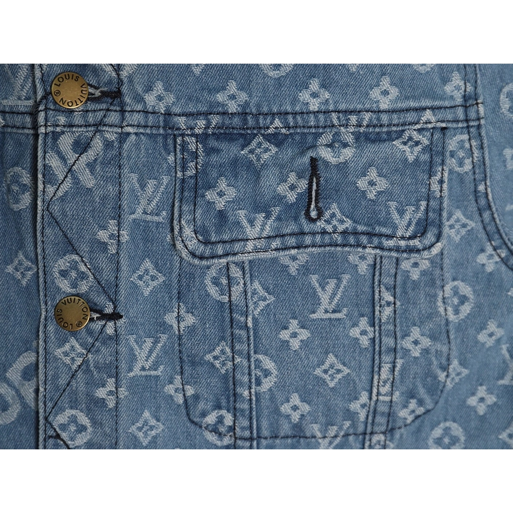 Louis vuitton Supreme joint full print denim jacket,Louis Vuitton Jacket,Jacket,APPAREL